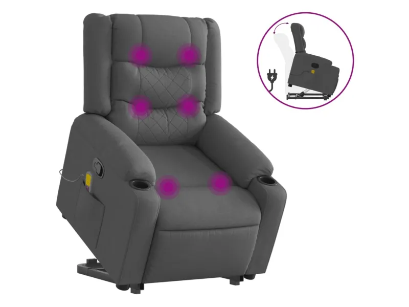 Fauteuil de massage inclinable Gris foncé Tissu
