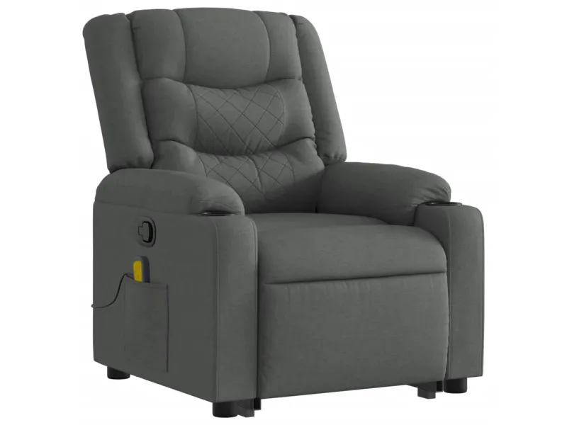 Fauteuil de massage inclinable Gris foncé Tissu
