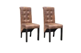 Chaises à manger lot de 2 marron similicuir