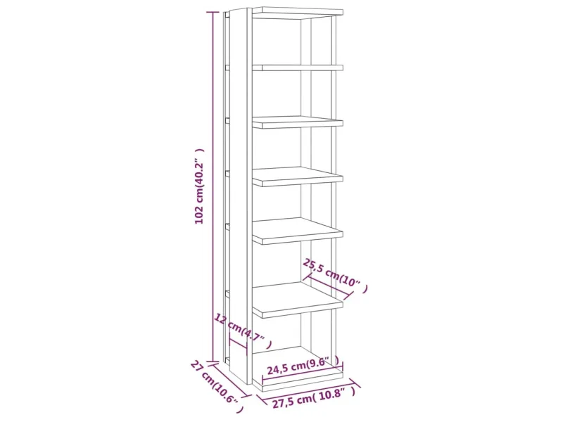 Étagère à chaussures Chêne fumé 27,5x27x102cm Bois d'ingénierie