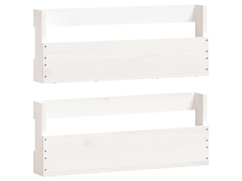Étagères à chaussures murales 2 pcs Blanc 59x9x23 cm Pin massif
