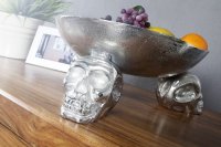 Bol de fruits design crânes en aluminium argenté