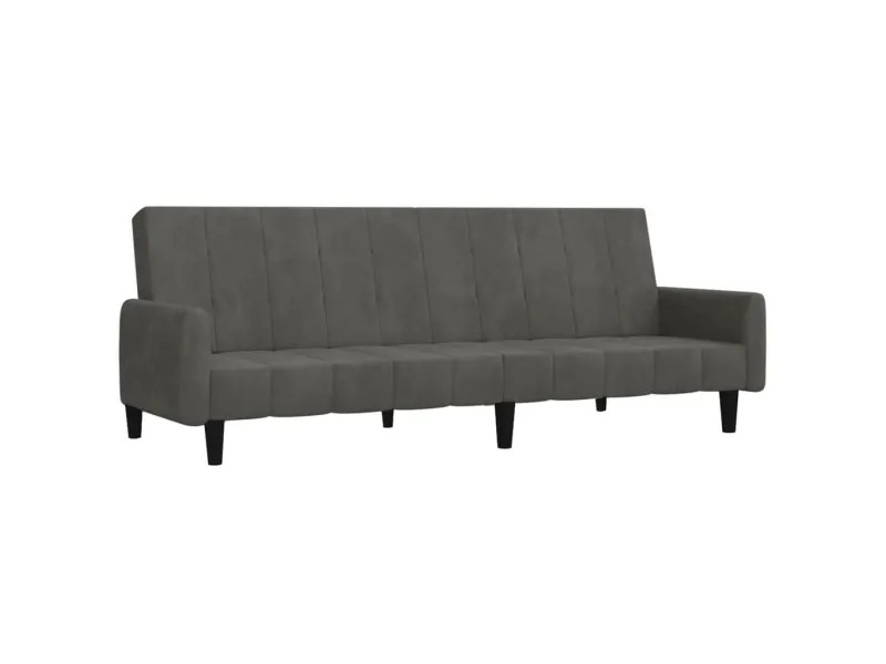 Canapé-lit à 2 places gris foncé velours