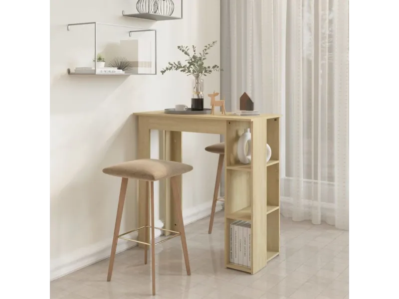 Table de bar avec étagère Chêne sonoma 102x50x103,5cm Aggloméré