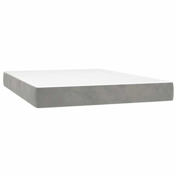 cadre de lit et matelas Gris clair 140x200cm Velours
