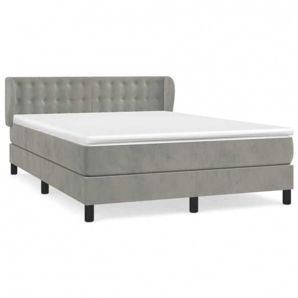 cadre de lit et matelas Gris clair 140x200cm Velours