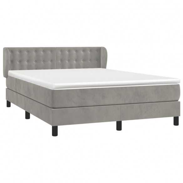 cadre de lit et matelas Gris clair 140x200cm Velours
