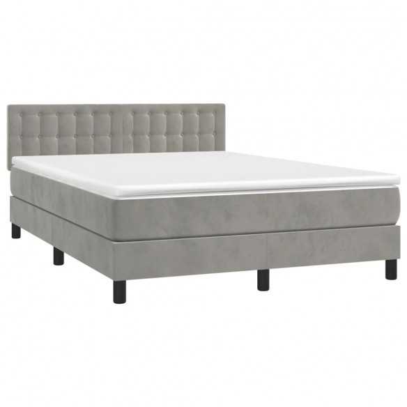 cadre de lit avec matelas LED Gris clair 140x200 cm