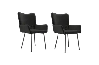 Chaises à manger lot de 2 Noir Velours 2