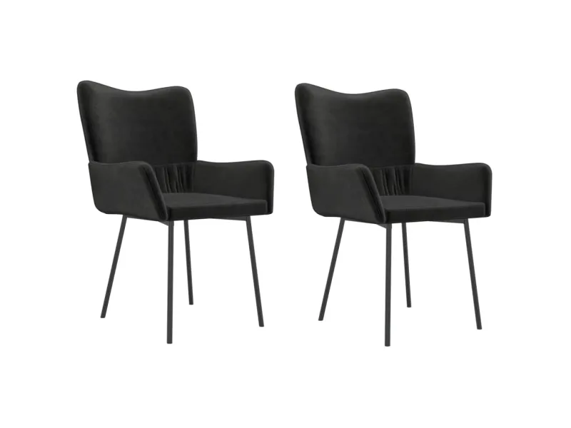 Chaises à manger lot de 2 Noir Velours