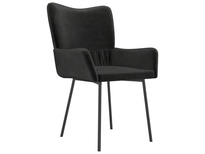 Chaises à manger lot de 2 Noir Velours