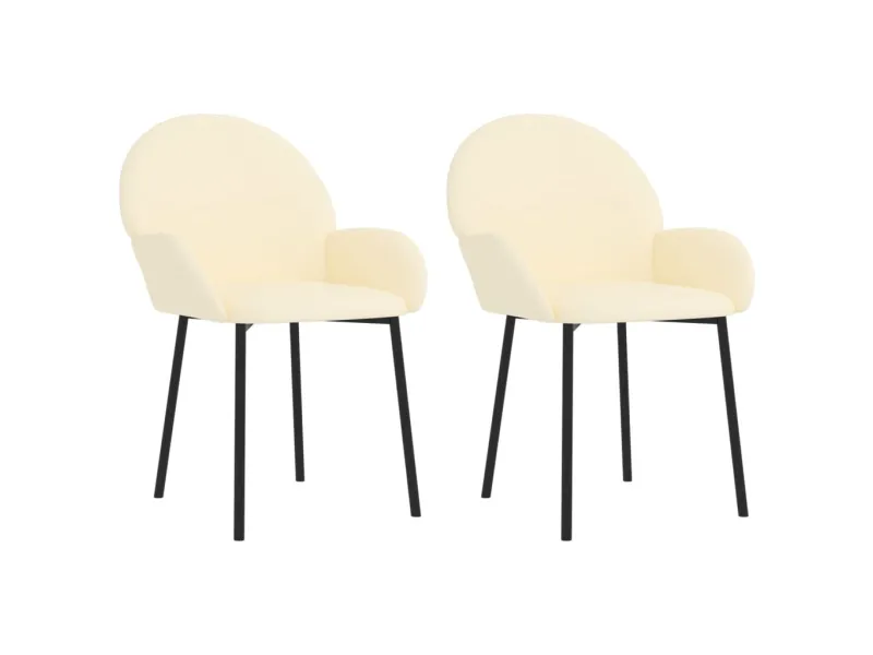 Chaises à manger lot de 2 crème similicuir