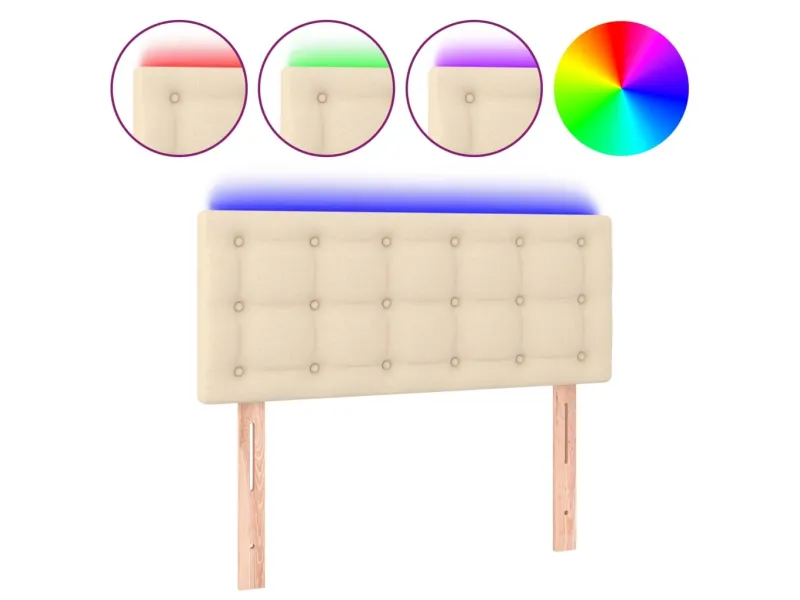 Tête de lit à LED Crème 90x5x78/88 cm Tissu