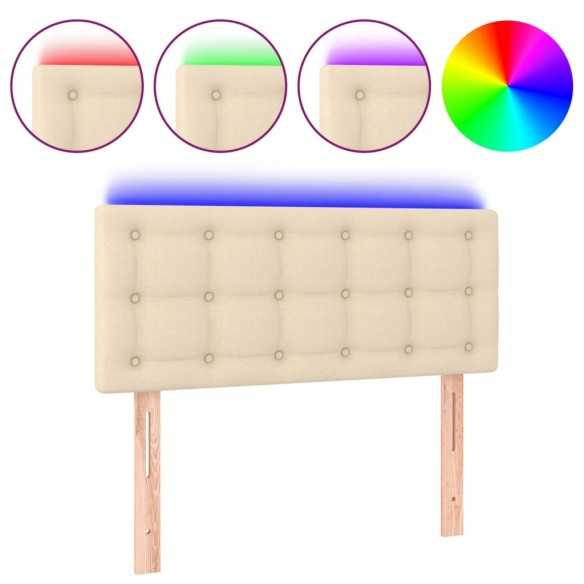 Tête de lit à LED Crème 90x5x78/88 cm Tissu