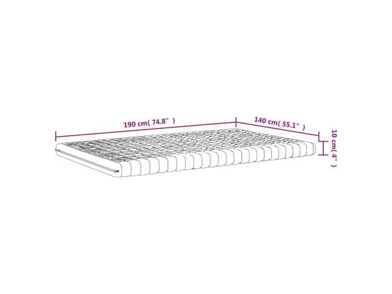 Matelas en mousse blanc 140x190 cm 7 zones dureté 20 ILD
