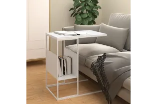 Table d'appoint Blanc 55x36x59,5 cm Bois d'ingénierie