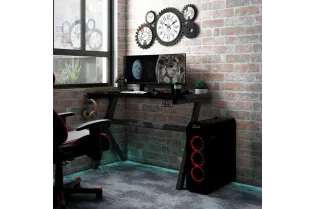 Bureau de jeu à LED en forme de Y noir 90x60x75 cm