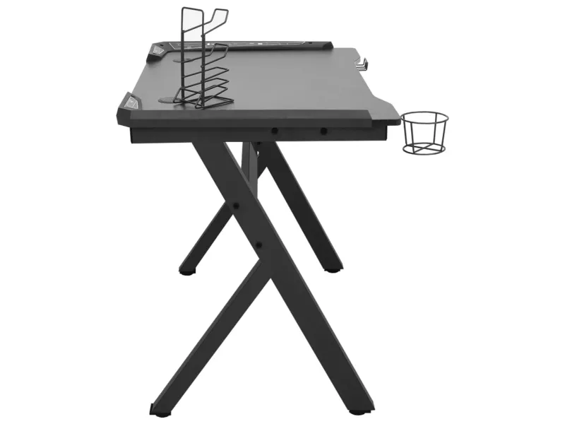 Bureau de jeu à LED en forme de Y noir 90x60x75 cm