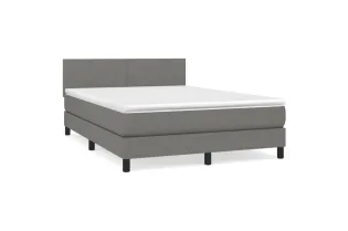 cadre de lit avec matelas Gris foncé 140x200cm Tissu 2