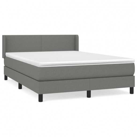cadre de lit avec matelas Gris foncé 140x200cm Tissu