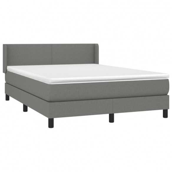 cadre de lit avec matelas Gris foncé 140x200cm Tissu