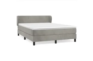 cadre de lit et matelas Gris clair 140x200cm Velours 2