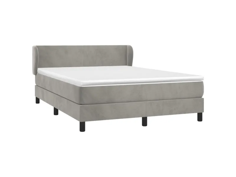 cadre de lit et matelas Gris clair 140x200cm Velours