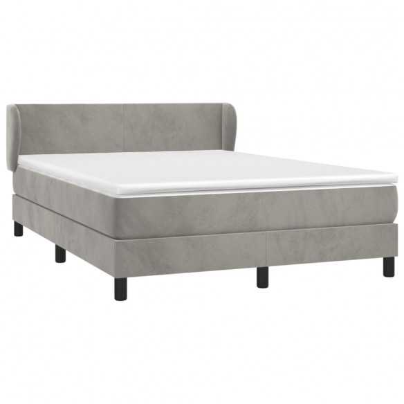 cadre de lit et matelas Gris clair 140x200cm Velours