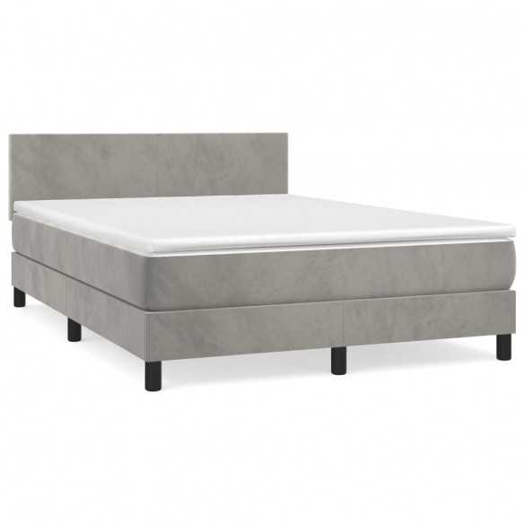 cadre de lit et matelas Gris clair 140x200cm Velours
