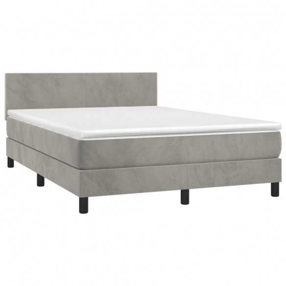 cadre de lit et matelas Gris clair 140x200cm Velours