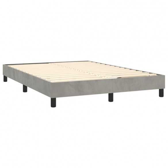 cadre de lit et matelas Gris clair 140x200cm Velours