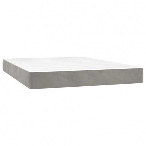 cadre de lit et matelas Gris clair 140x200cm Velours