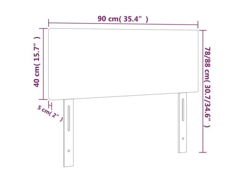 Tête de lit à LED Crème 90x5x78/88 cm Tissu