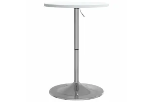 Table de bar blanc 50x50x90cm bois d'ingénierie et acier chromé 2