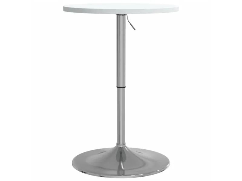 Table de bar blanc 50x50x90cm bois d'ingénierie et acier chromé