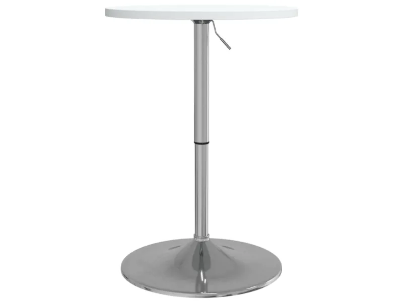 Table de bar blanc 50x50x90cm bois d'ingénierie et acier chromé