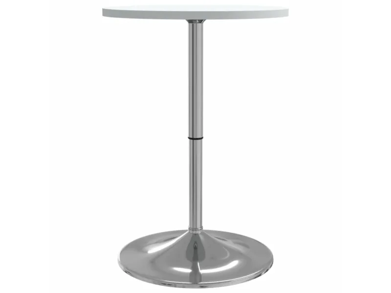 Table de bar blanc 50x50x90cm bois d'ingénierie et acier chromé