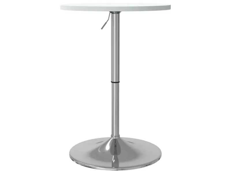 Table de bar blanc 50x50x90cm bois d'ingénierie et acier chromé