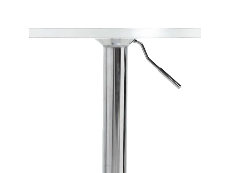 Table de bar blanc 50x50x90cm bois d'ingénierie et acier chromé