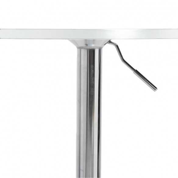Table de bar blanc 50x50x90cm bois d'ingénierie et acier chromé