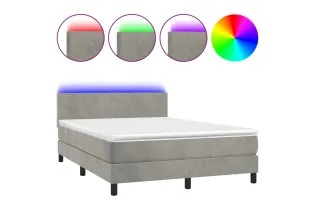 cadre de lit avec matelas LED Gris clair 140x200 cm 2
