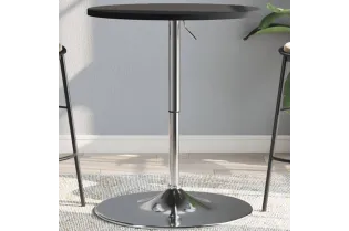 Table de bar noir 60x60x90 cm bois d'ingénierie et acier chromé