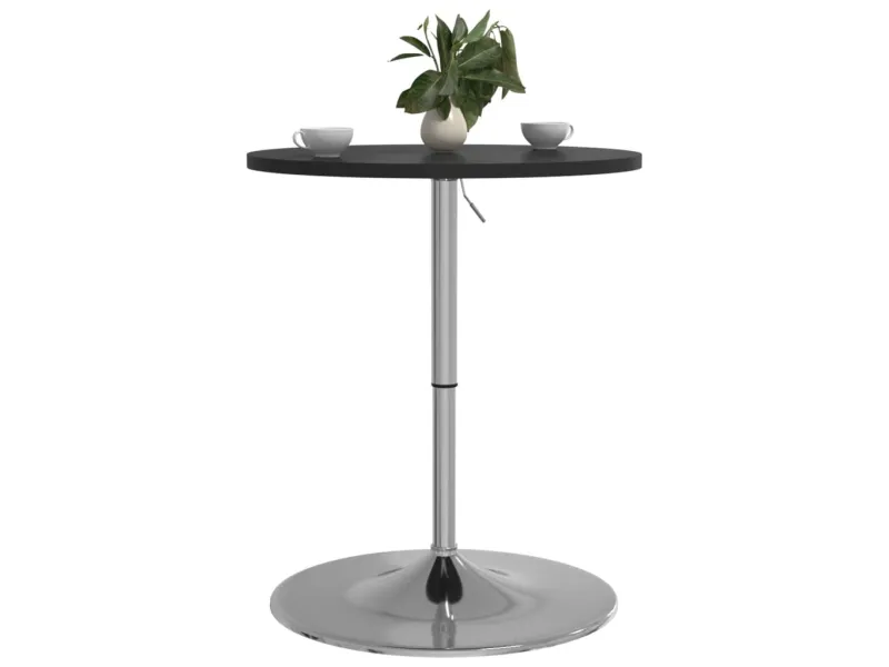 Table de bar noir 60x60x90 cm bois d'ingénierie et acier chromé