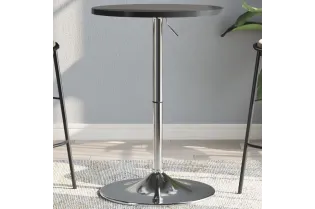 Table de bar noir 50x50x90 cm bois d'ingénierie et acier chromé