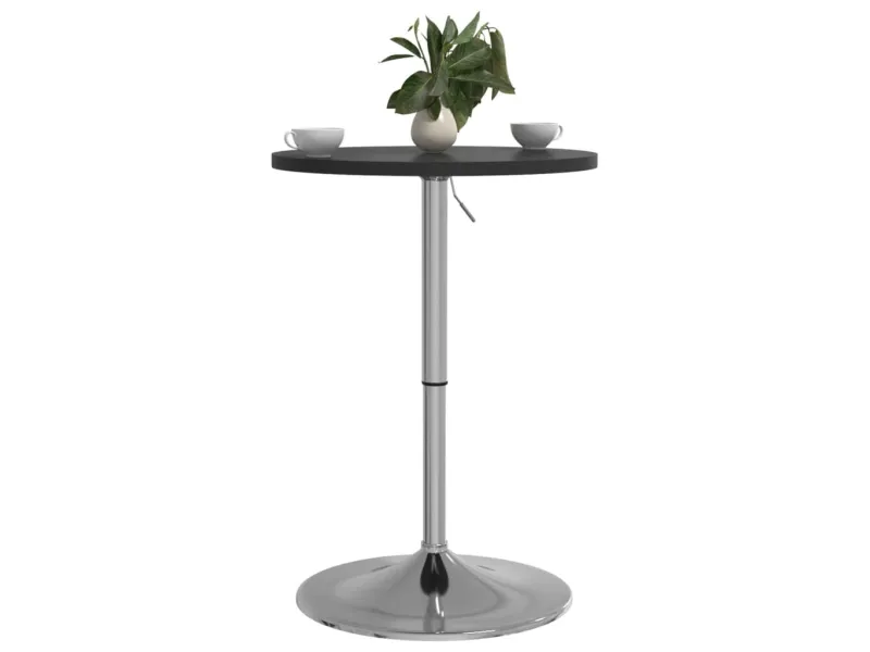 Table de bar noir 50x50x90 cm bois d'ingénierie et acier chromé