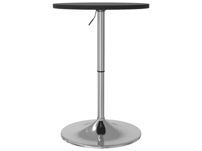 Table de bar noir 50x50x90 cm bois d'ingénierie et acier chromé