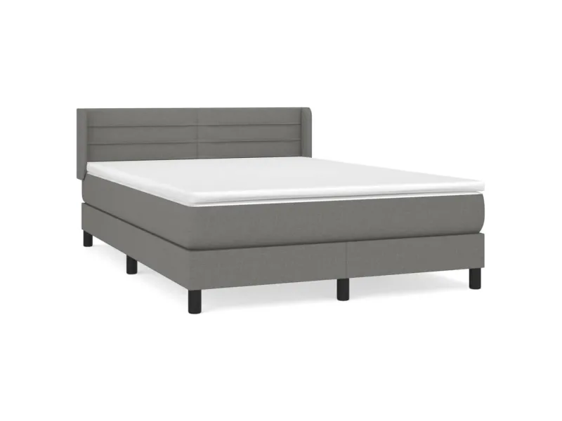 cadre de lit avec matelas Gris foncé 140x200cm Tissu