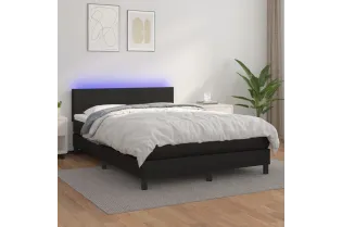 cadre de lit avec matelas et LED Noir 140x200 cm