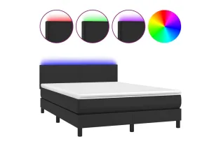 cadre de lit avec matelas et LED Noir 140x200 cm 2