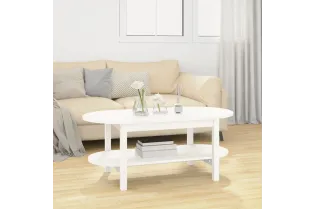 Table basse Blanc 110x55x45 cm Bois massif de pin